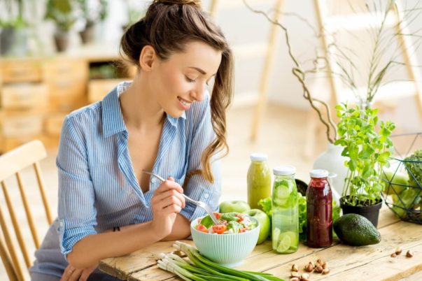 Woman eating her salad